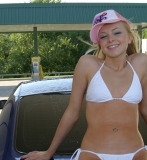 skyemodel blonde teen petite bikini outdoors public wet carwash ass 07